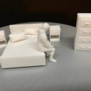 Quarter scale Bedroom furniture set, 3D mini bedroom set,