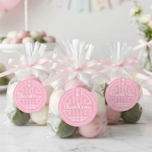 Party Favor Tag Template-Korean Motif Pink | Korean 1st Birthday Doljanchi Favor Labels | Canva Editable