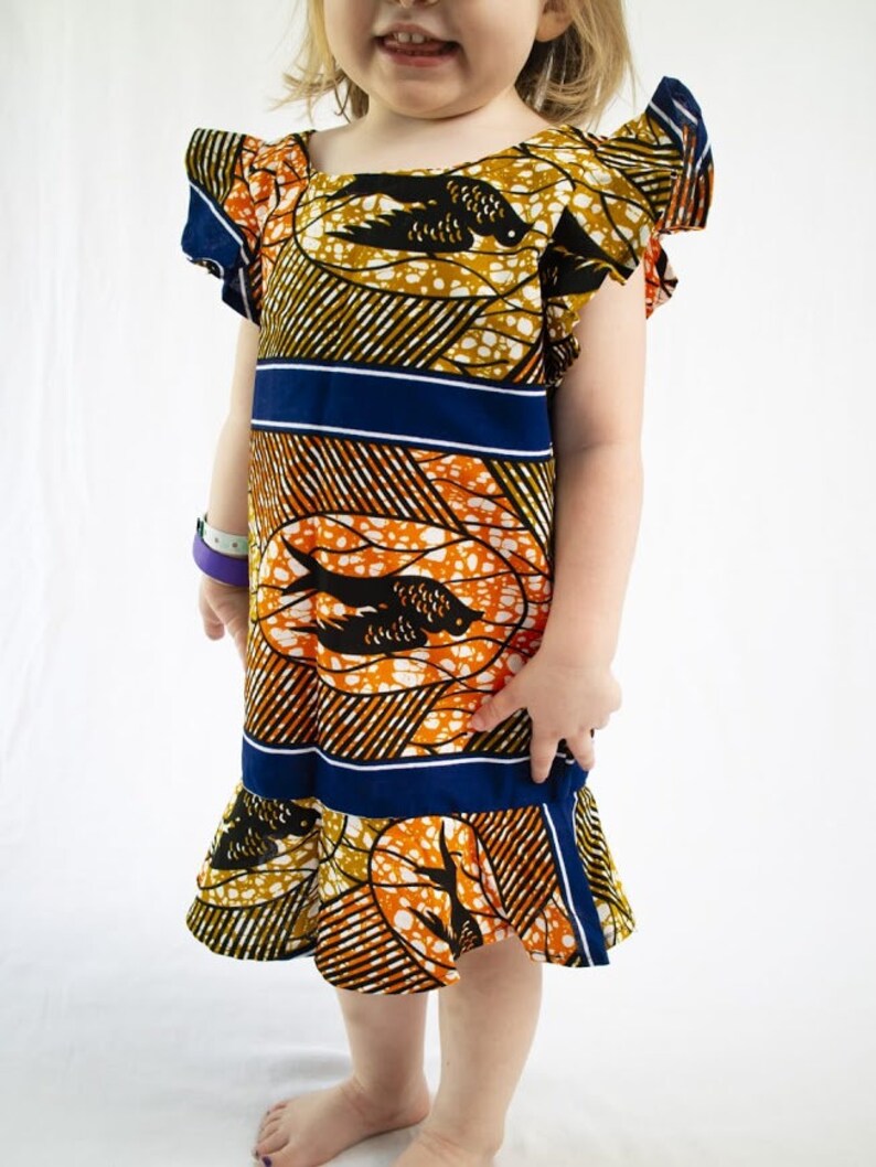 African Ankara Print Baby Girls/' Dress Fully-Lined Hand-Sewn 100/% Cotton