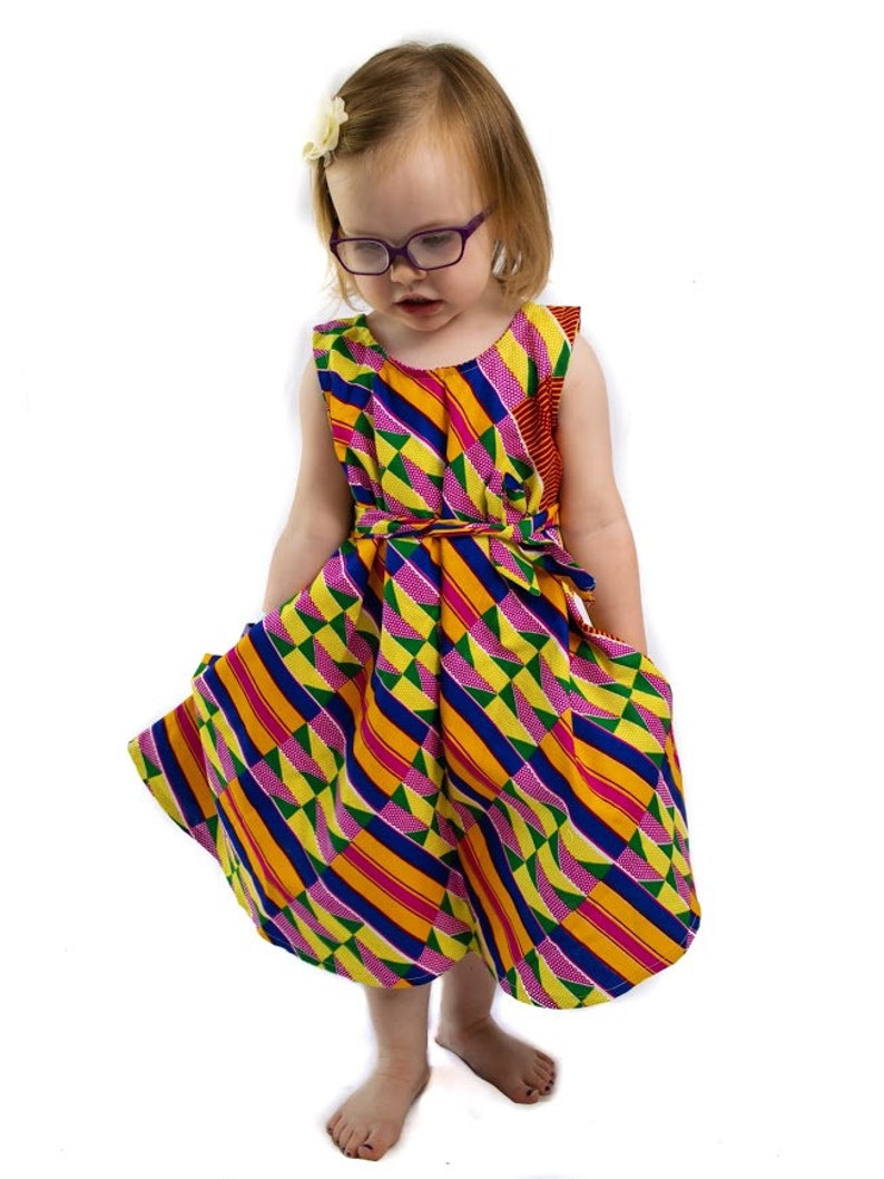 African Ankara Print Baby Girls/' Dress Fully-Lined Hand-Sewn 100/% Cotton
