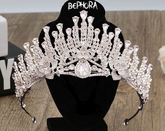 Cubic Zirconia Wedding Tiara: Silver Plated Bridal Jewelry Set