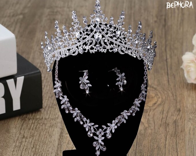 BEPHORA Handmade Fashion Crown Jewelry Set 2023 Wedding Rhinestone Bride Headdress Girls Dress Tiaras Crowns Women Prom Diadem Hair Jewelry