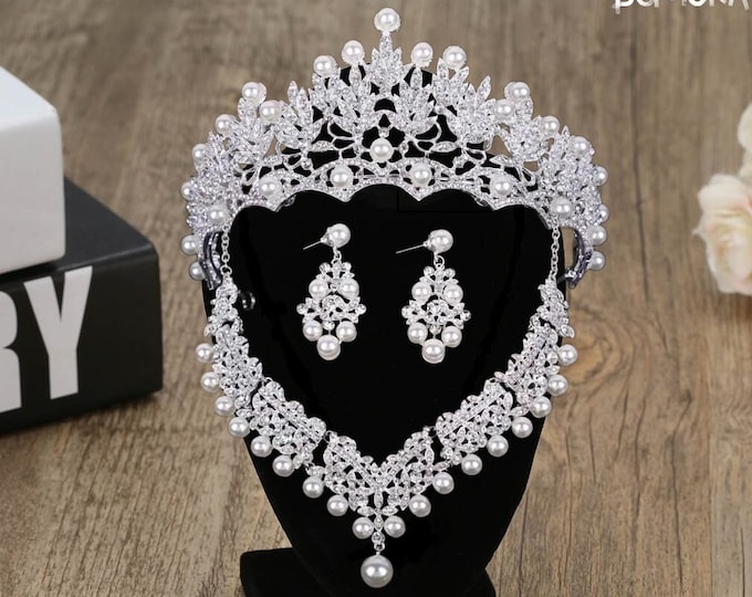 Wedding Tiara Crown - Pearl Crown, Princess Tiara, Gold Silver Tiara, Princess Crown, Wedding Crown, Weddings, Princess Tiara Crown