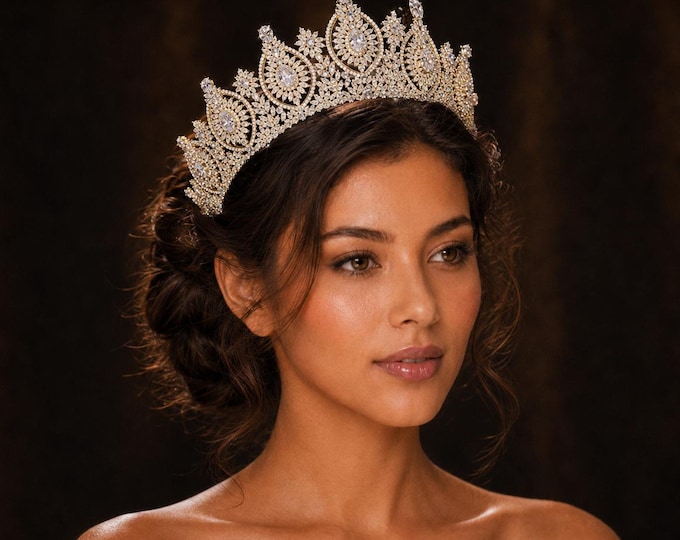 Luxury Crystal Bridal Tiara, Silver And Gold Wedding Crown, Princess Pageant Accessory 2