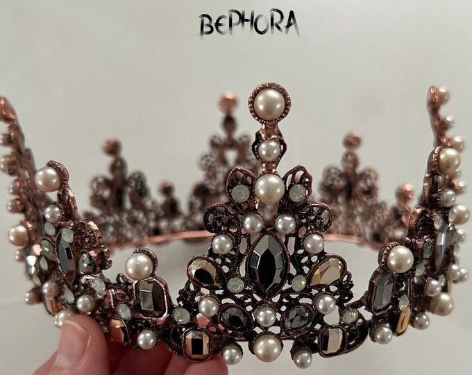 BEPHORA Handmade Jewelry Full Round Royal Crystal 2023 Bride Luxury Queen BLACK Tiaras and Crowns Women Pageant Wedding Hair Accessories