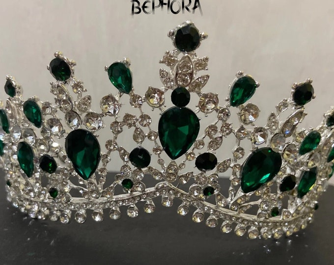 BEPHORA Handmade Princess  Regal Bride Custom Diary-Embossed Crystal Tiara, European Princess Crown for Wedding, Luxurious Bridal Headpiece