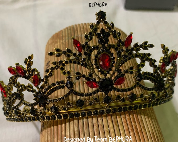 BEPHORA Handmade Princess Black Red Crystal 2022 Hairbands Crystal Royal Queen Tiaras and Crowns Women Pageant Wedding Hair Accessories