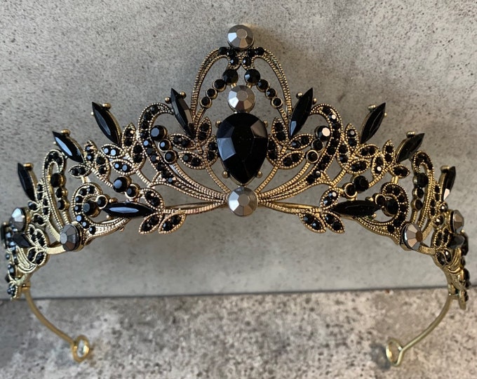 BEPHORA Handmade Black Crystal Teardrop Leaf Branch Tiaras and Crowns Women Pageant Prom Diadem Ornaments Wedding Hair Jewelry Accessori