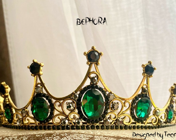 BEPHORA Handmade Luxury Baroque Wedding Hair Green Red Diadem Bride Rhinestone Pearls  Tiara and Crowns Women Headband Wedding Accessories