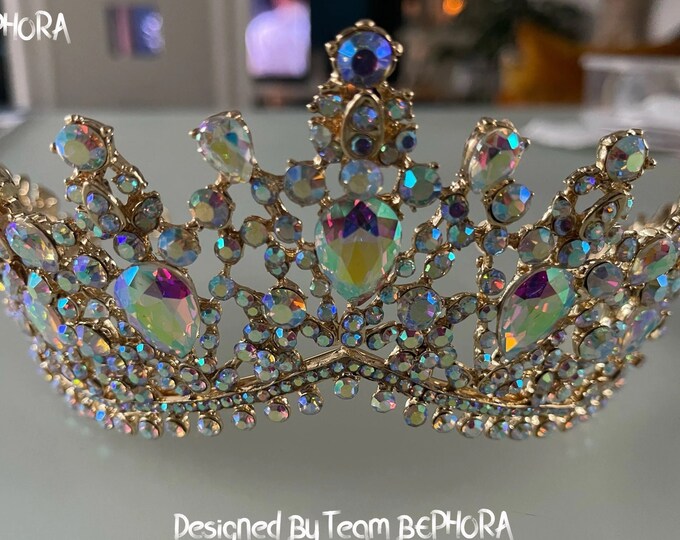 NEW Gold AB Wedding Tiara Crystal Tiara, Crystal Wedding Crowns, Wedding Tiara, Bridal Tiara, Crystal Wedding Tiara, Bridal Swarovski Tiaras