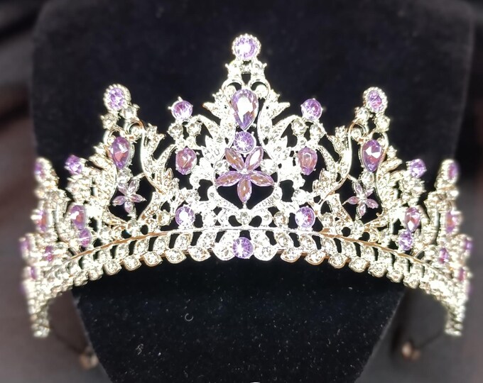Stunning BEPHORA NEW Purple Quinceanera Crown and Jewelry - Necklace, Earrings, Stunning Purple - Ideal for Cosplay & Birthday Sweet 15