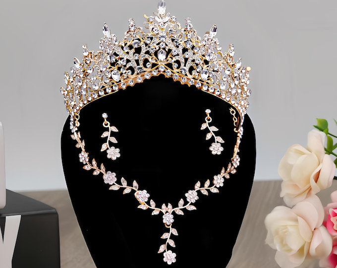 BEPHORA Handmade Princess Flowers Jewelry Sets Crystal 2023 Hairbands Royal Queen Tiaras and Crowns Women Pageant Wedding Hair Accessories