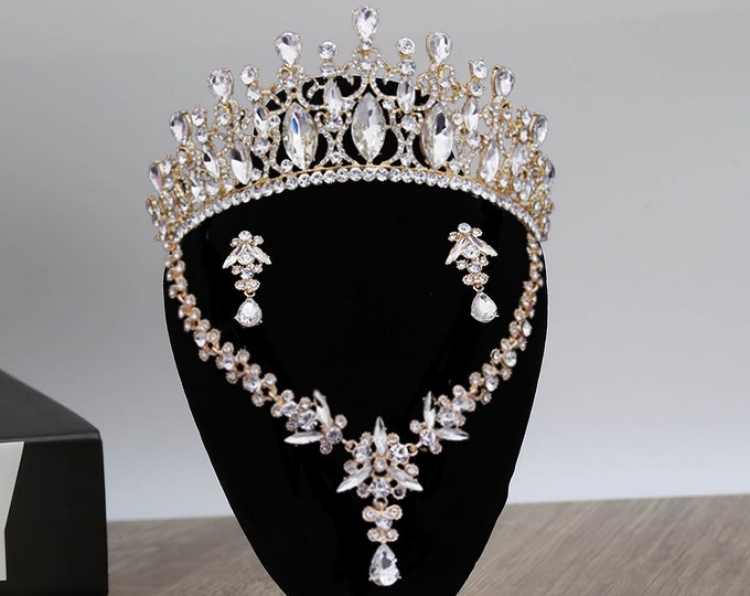 BEPHORA Handmade Princess Golden Baroque 2023 Jewelry Sets Silver color Bride Crystal Luxury Queen Tiaras Crown Women Wedding Hair Jewelry