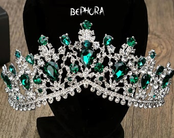 Handmade Crystal Bridal Tiara: Queen Wedding Crown Headband