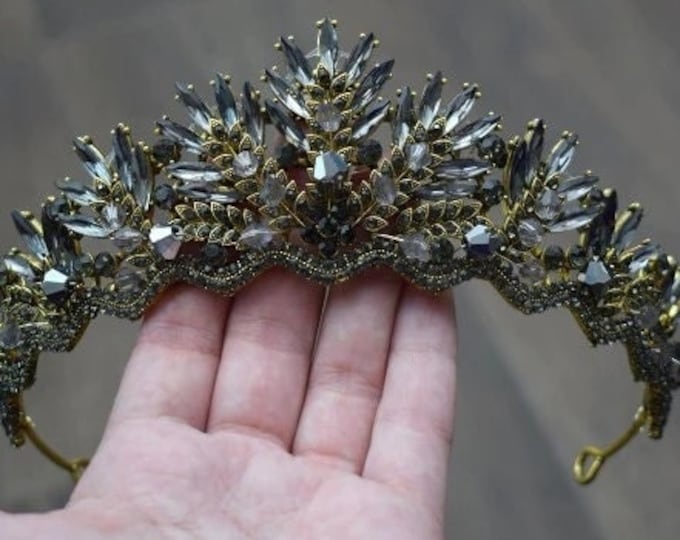 BEPHORA Handmade Baroque Black Rhinestone Crystal 2022 Royal Queen Tiara and Crowns Women Pageant Wedding Hair Jewelry Accessories