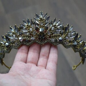 BEPHORA Handmade Baroque Black Rhinestone Crystal 2022 Royal Queen Tiara and Crowns Women Pageant Wedding Hair Jewelry Accessories