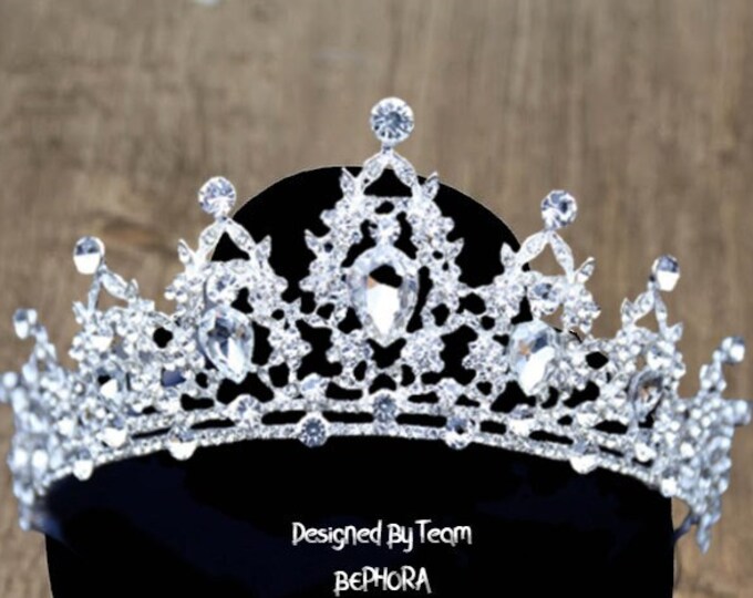BEPHORA Handmade Hairbands Princess Crown Silver Diadem Crystal 2023 Royal Queen Tiaras and Crowns Women Pageant Wedding Hair Accessories