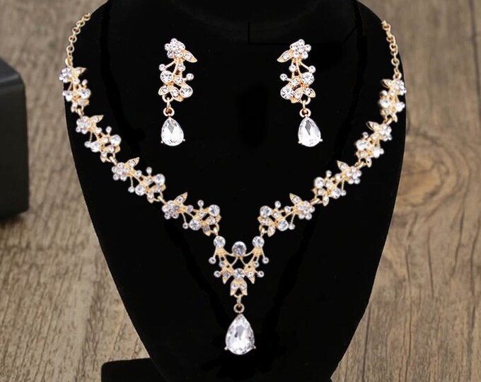 BEPHORA Handmade Rhinestone Pendants New Earrings Necklace Gift Jewelry Sets Lover Brides Women Wedding Crystal Necklace Luxury Bridal