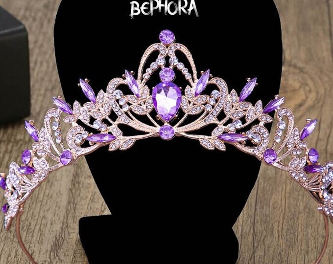 BEPHORA Handmade Gold Bride Black Purple Luxury 2023 Queen Tiaras and Crowns Women Prom Diadem Ornaments Wedding Hair Jewelry Accessories