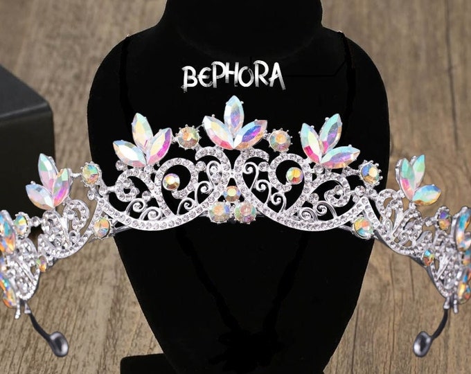 Luxurious AB Unicorn Crystal Wedding Tiara - Elegant Bridal Headpiece, Swarovski Adorned Heirloom for Her, Memorable Heirloom Wedding Gift