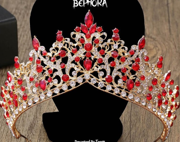 BEPHORA Handmade NEW Big Rhinestone Crystal Wedding Crystal Queen Tiaras and Crowns Bead Women Pageant Diadem Wedding Hair Jewelry Accessor