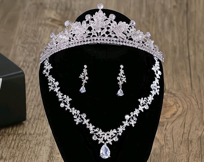 BEPHORA Handmade Princess Silver Jewelry Set 2023 Bride Luxury Queen Tiaras Crowns Women Pageant Prom Diadem Ornaments Wedding Hair Jewelry