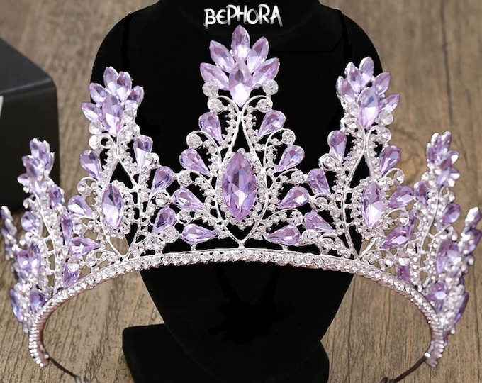 NEW Silver Purple Swarovski Bridal Tiara - Wedding Crown, Bridal Tiara, Swarovski Crystals Tiara, Wedding Headpiece, Wedding Crown, Birthday