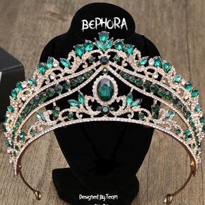 BEPHORA Handmade New Gorgeous Red Accessories Gift Silver Crystal Sparkling Wedding Queen Baroque Clearly Bride Rhinestone Tiara Crown Women