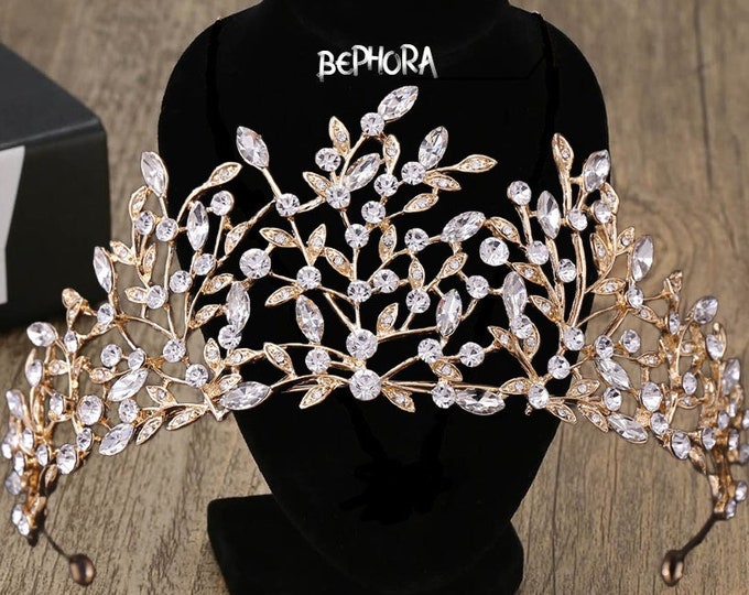 BEPHORA Handmade NEW Fashion Gold Color Green Headbands Princess Vintage Romantic Headwear Headdress Girls Queen Luxury Crowns Hair Jewelry