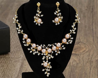 BEPHORA Handmade Flower Pearl Rhinestone Pendant New Earrings Necklace Gift Jewelry Sets Lover Brides Women Wedding Crystal Luxury Bridal