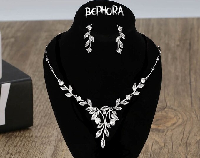 BEPHORA Handmade White Fashion Rhinestone Pendant New Earrings Necklace Gift Jewelry Sets Lover Brides Women Wedding Crystal Luxury Bridal