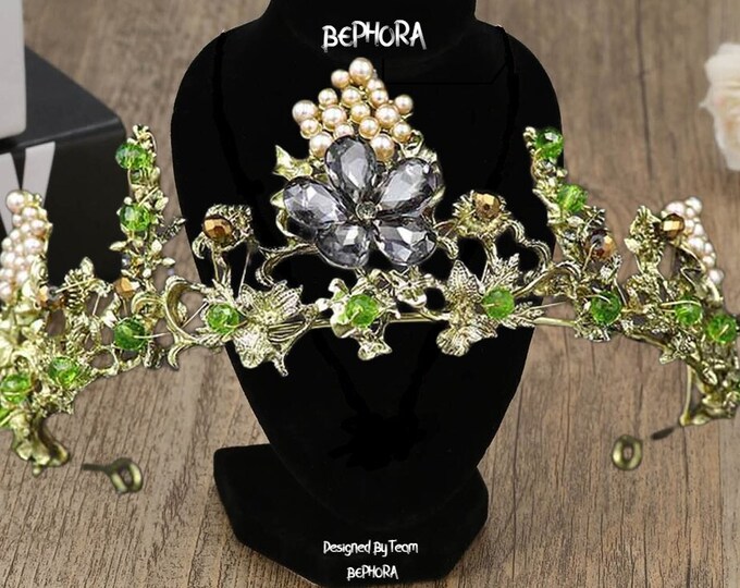 BEPHORA Handmade NEW Pearl Flowers Crystal Costume Rhinestone Tiaras Crown Queen Pageant Crown Bridal Hair Jewelry Wedding Dress Accessorie