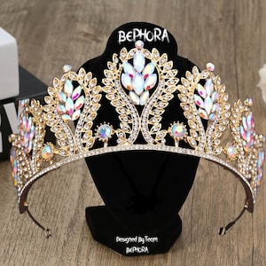 Royal Quinceanera Crown: AB Crystal Bridal Tiara