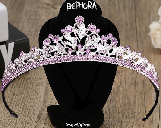 Purple Swarovski Bridal Tiara - Wedding Crown, Bridal Tiara, Swarovski Crystals Tiara, Wedding Headpiece, Gorgeous Wedding Crown, Birthday