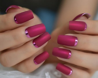 Metallic Red Nails Etsy