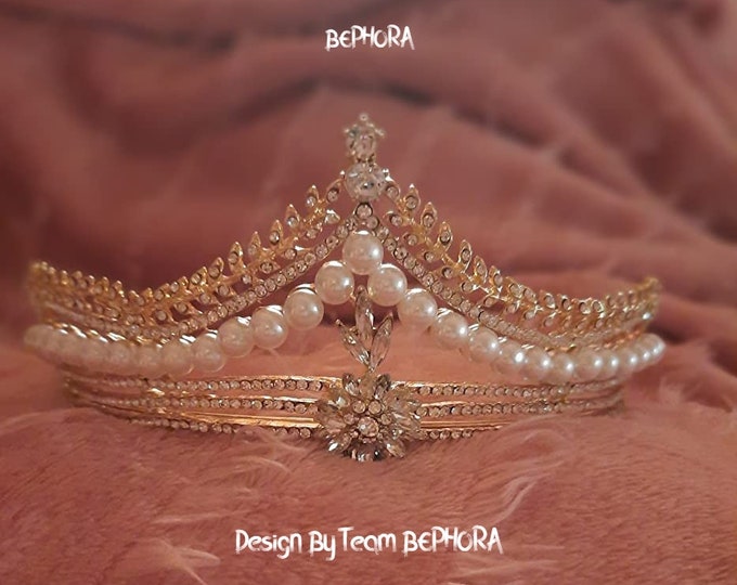BEPHORA Handmade Fashion Princess New Rhinestone pearl Vintage Crystal Bridal Bride Headdress Girls Queen Tiaras Crowns Women Hair Jewelry