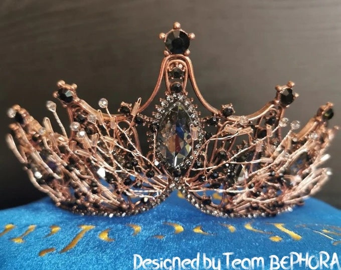 BEPHORA Handmade Princess Baroque Black Plated Crystal Bride Headdress Luxury Queen Tiaras Crowns Women Pageant Diadem Wedding Hair Jewelry