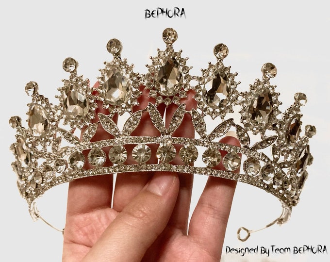 BEPHORA Handmade New Silver Bride Fashion Crystal Headdress Luxury Royal Queen Tiaras and Crowns Women Wedding Hair Jewelry Accessories