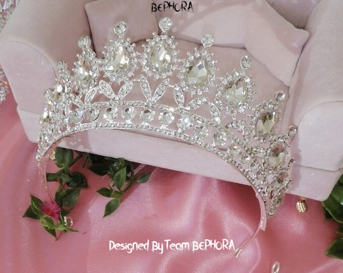 BEPHORA Handmade Gorgeous Princess Queen Tiaras and Crowns New Diadem Crystal Bead Women Pageant Diadem Wedding Hair Jewelry Accessor