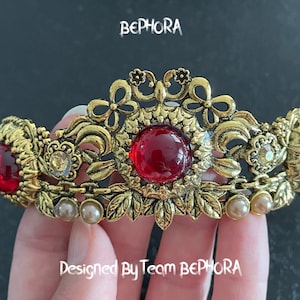 Vintage Red Rhinestone NEW Crown Tiara, Bridal Tiara, Prom Tiara, Quinceanera Tiara, Birthday Tiara, Wedding Crown, Princess, Wedding Tiara