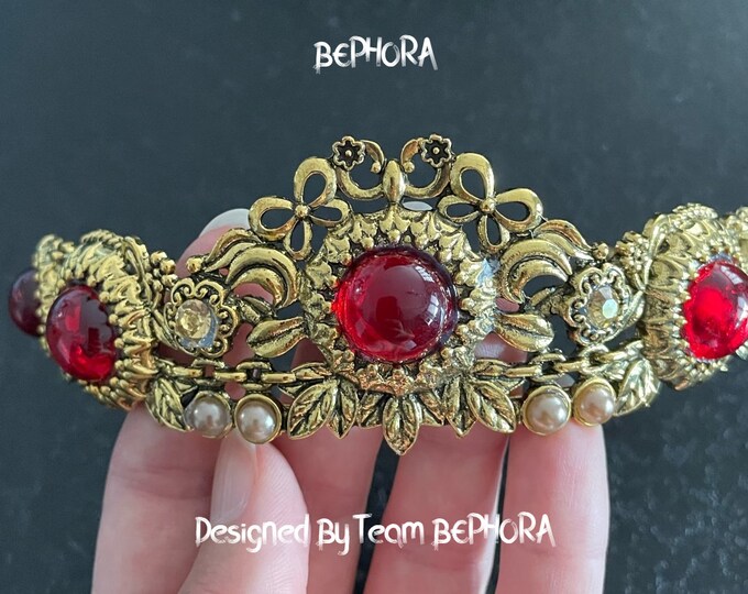Vintage Red Rhinestone NEW Crown Tiara, Bridal Tiara, Prom Tiara, Quinceanera Tiara, Birthday Tiara, Wedding Crown, Princess, Wedding Tiara