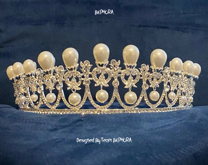 BEPHORA Handmade New Silver Color Crown Beaded Gift Crystal Sparkling Wedding Queen Baroque Clearly Bride Rhinestone Tiara Crown Women