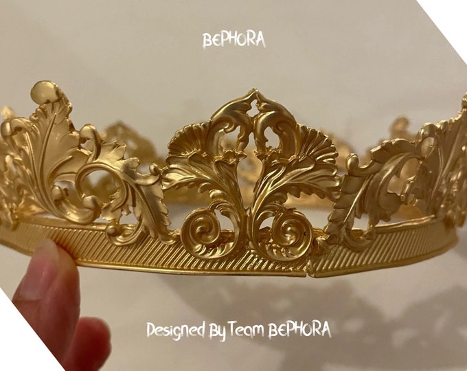 BEPHORA Handmade Fashion Princess Gold Tiaras Bride Party Bride Headdress Girls Queen Tiaras Crowns Women Pageant Prom Diadem Hair Jewelry