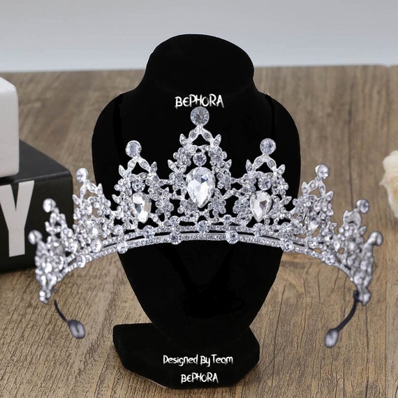 Crystal Wedding Tiara: Baroque Bridal Princess Crown - Etsy display picture 2