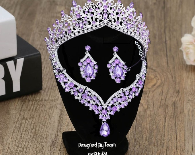 Light Pink Opal Bridal Tiara - Quinceanera Crown, Sweet 16 Crown, Baby Pink Quince Crown, Opal Jewelry Set Necklace Earrings, Wedding Set