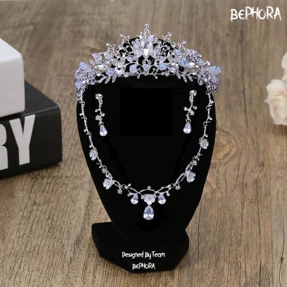 3pcs/set Baroque Crystal Crown Tiara Bridal Jewelry Sets Amazon.com: Hicarer 3 Pcs Black Tiaras and Crowns Set for  main image 3