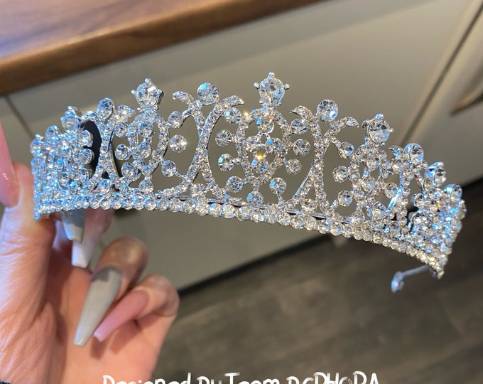 BEPHORA Handmade New Luxury Floral Silver Rhineston Bride Headdress Queen Large Tiaras Crowns Women Prom Diadem Wedding Hair Jewelry
