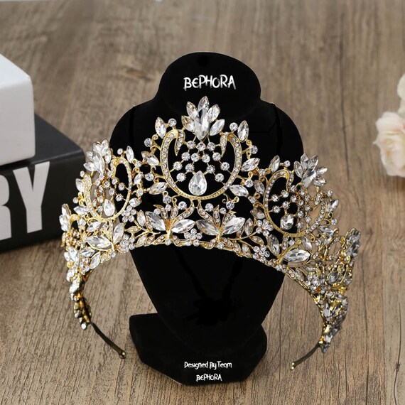 Handmade Silver Rhinestone Tiara: Baroque Crystal Queen 