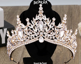 ? HOST PICK! ? Exquisite Crystal Encrusted Crown Magnificent Crown - Clear or Aurora Borielis Stones – Holly  main image 3