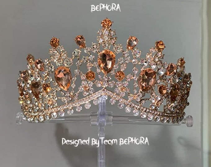 BEPHORA Handmade New Fashion Wedding Champagne Queen Fashion Baroque Crystal Diadem  Bride Rhinestone Tiara Crown Women Jewelry Accessories